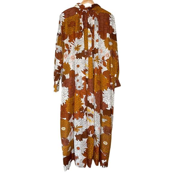 Dodo Bar Or Vyan Kaftan Maxi Dress in Loren Camel Retro Floral Size L - Picture 7 of 13